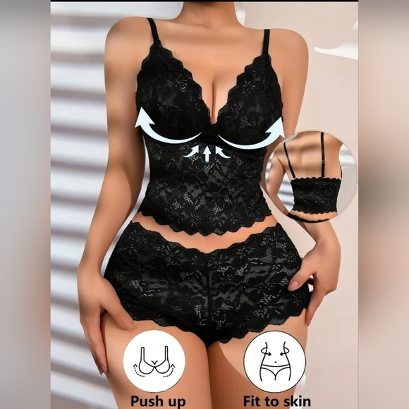 New! Elegant Black Lace Camisole Set NWT! - Picture 3 of 3